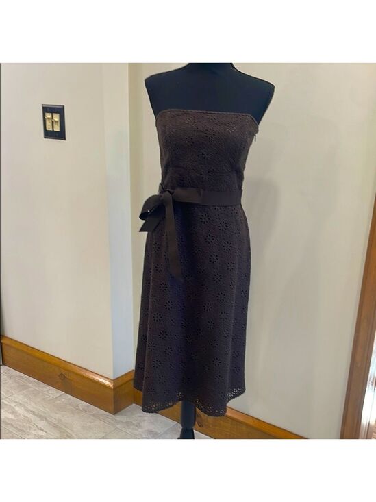 Banana Republic Dresses & Skirts - Banana Republic Brown Eyelit Strapless dress Size 10